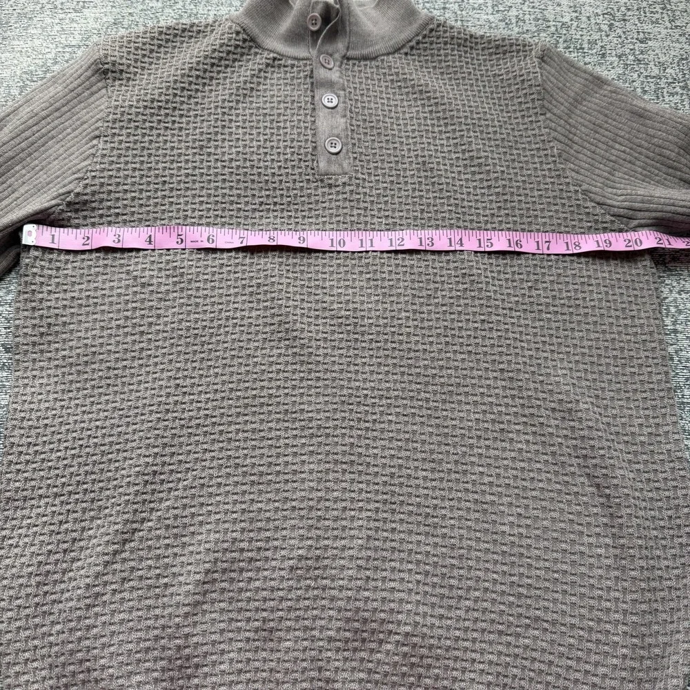 COOFANDY Men's Taupe Waffle Knit Mock Neck Sweater‎ Large Button Henley Pullover
